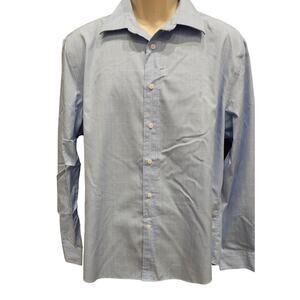 Jos a bank reserve tailored fit blue check long sleeve dress shirt L button up